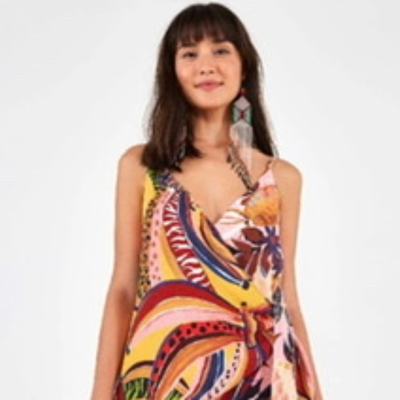 FARM Rio Dresses & Skirts - FARM Rio | Banana Mix Mini Wrap Dress